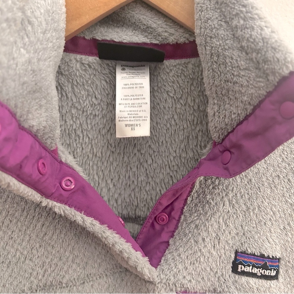 Patagonia Snap T Fleece Grey and Purple XS - Picture 2 of 7